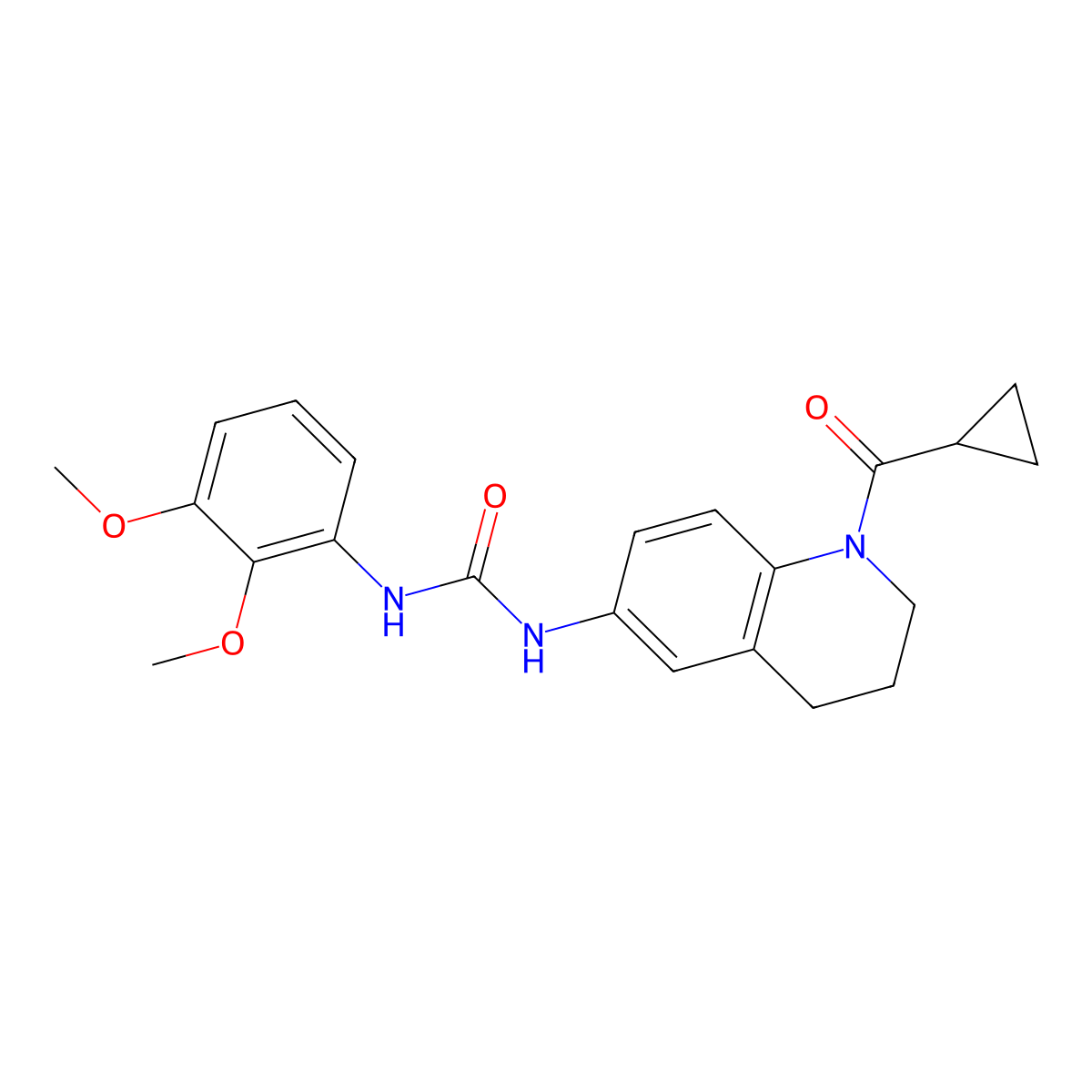1-(1-(Cyclopropanecarbonyl)-1,2,3,4-tetrahydroquinolin-6-yl)-3-(2,3-dimethoxyphenyl)urea molecular structure, CAS 1203264-04-3