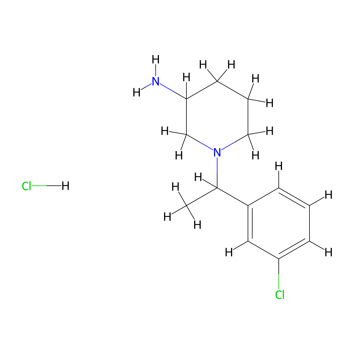 1-(1-(3-Chlorophenyl)ethyl)piperidin-3-amine hydrochloride molecular structure, CAS 1203266-43-6