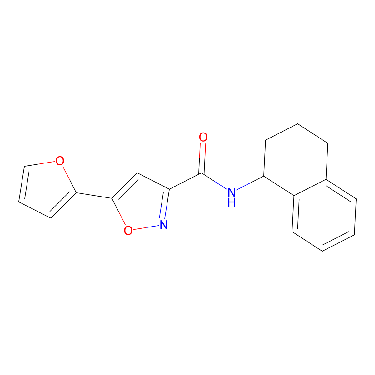 5-(furan-2-yl)-N-(1,2,3,4-tetrahydronaphthalen-1-yl)isoxazole-3-carboxamide molecular structure, CAS 1203267-54-2