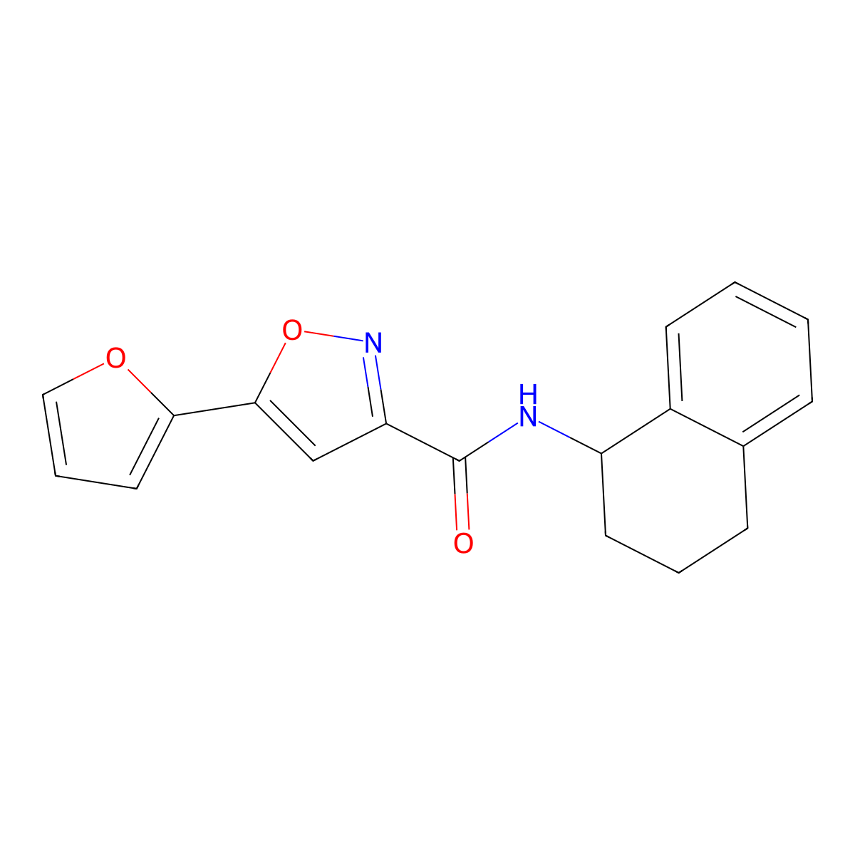 5-(furan-2-yl)-N-(1,2,3,4-tetrahydronaphthalen-1-yl)isoxazole-3-carboxamide molecular structure, CAS 1203267-54-2
