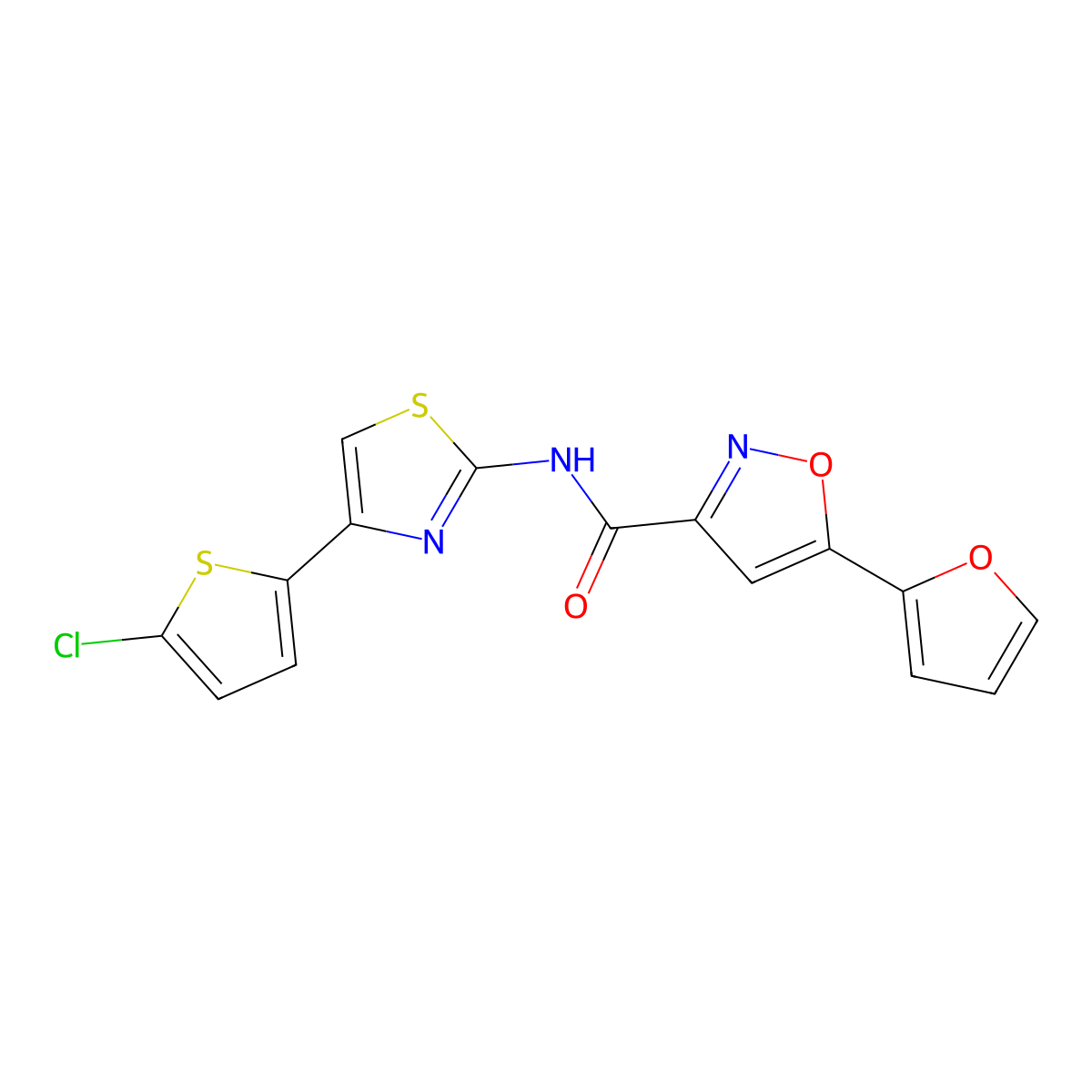 N-(4-(5-chlorothiophen-2-yl)thiazol-2-yl)-5-(furan-2-yl)isoxazole-3-carboxamide molecular structure, CAS 1203269-58-2