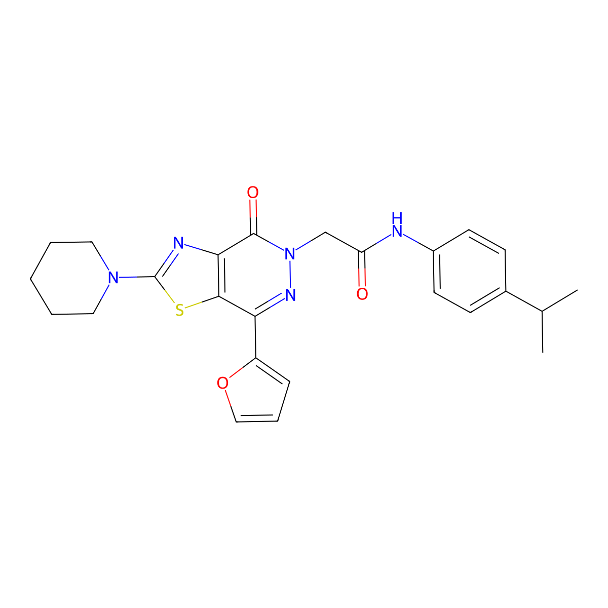 2-(7-(furan-2-yl)-4-oxo-2-(piperidin-1-yl)thiazolo[4,5-d]pyridazin-5(4H)-yl)-N-(4-isopropylphenyl)acetamide molecular structure, CAS 1203269-66-2