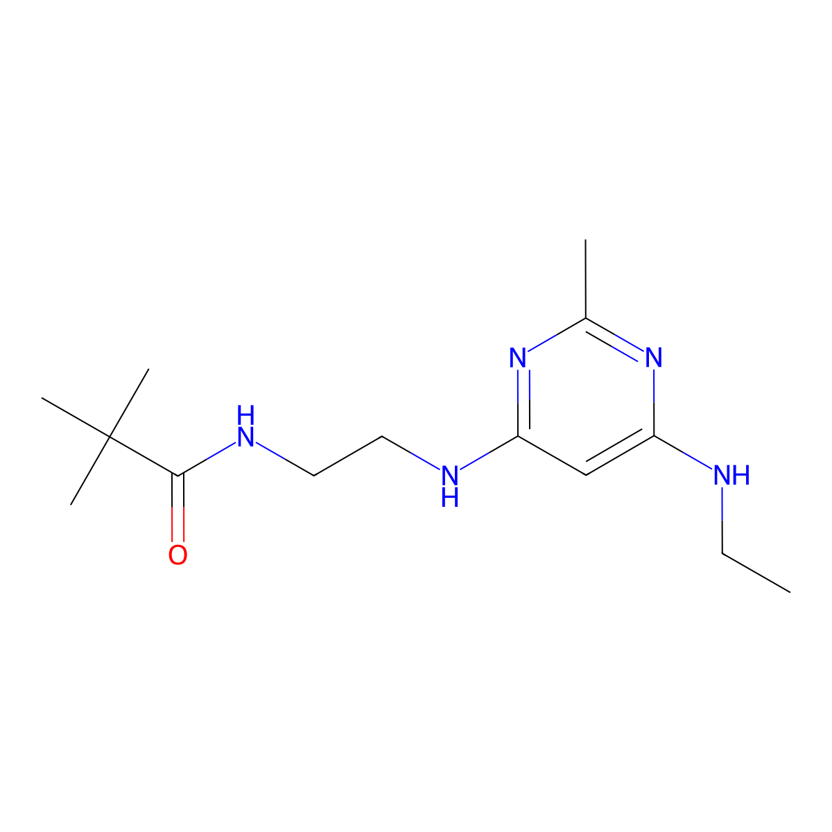 N-(2-((6-(ethylamino)-2-methylpyrimidin-4-yl)amino)ethyl)pivalamide molecular structure, CAS 1203269-68-4