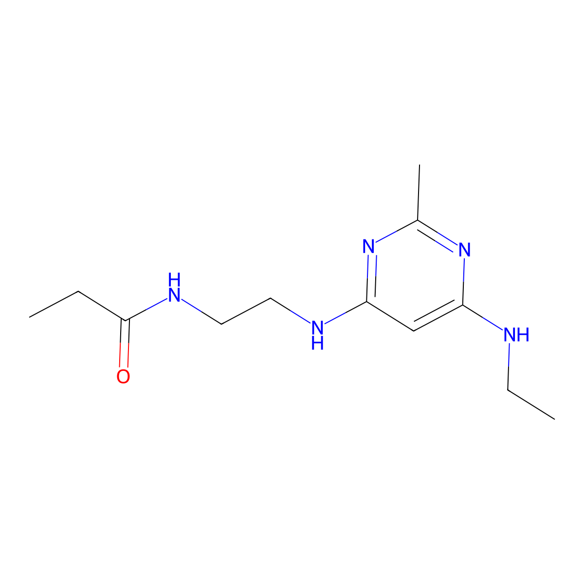 N-(2-((6-(ethylamino)-2-methylpyrimidin-4-yl)amino)ethyl)propionamide molecular structure, CAS 1203269-89-9