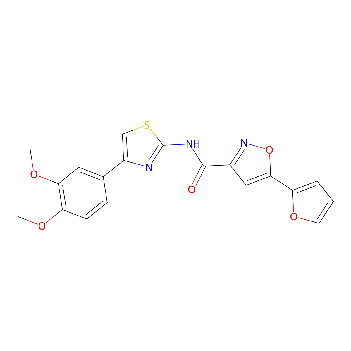 N-(4-(3,4-dimethoxyphenyl)thiazol-2-yl)-5-(furan-2-yl)isoxazole-3-carboxamide molecular structure, CAS 1203270-32-9
