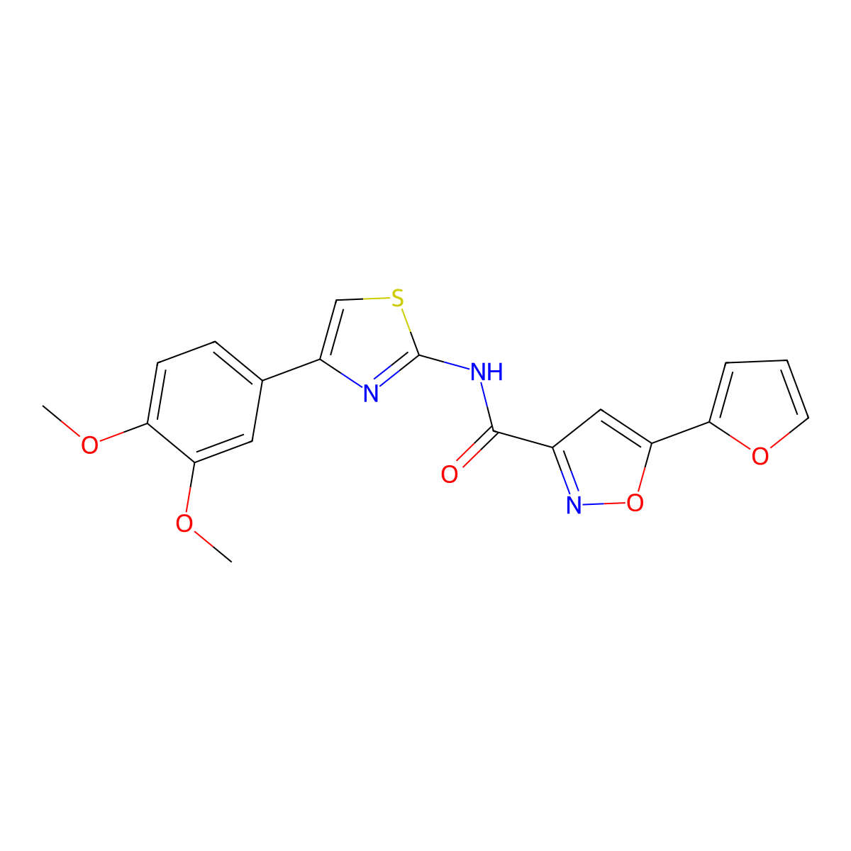 N-(4-(3,4-dimethoxyphenyl)thiazol-2-yl)-5-(furan-2-yl)isoxazole-3-carboxamide molecular structure, CAS 1203270-32-9