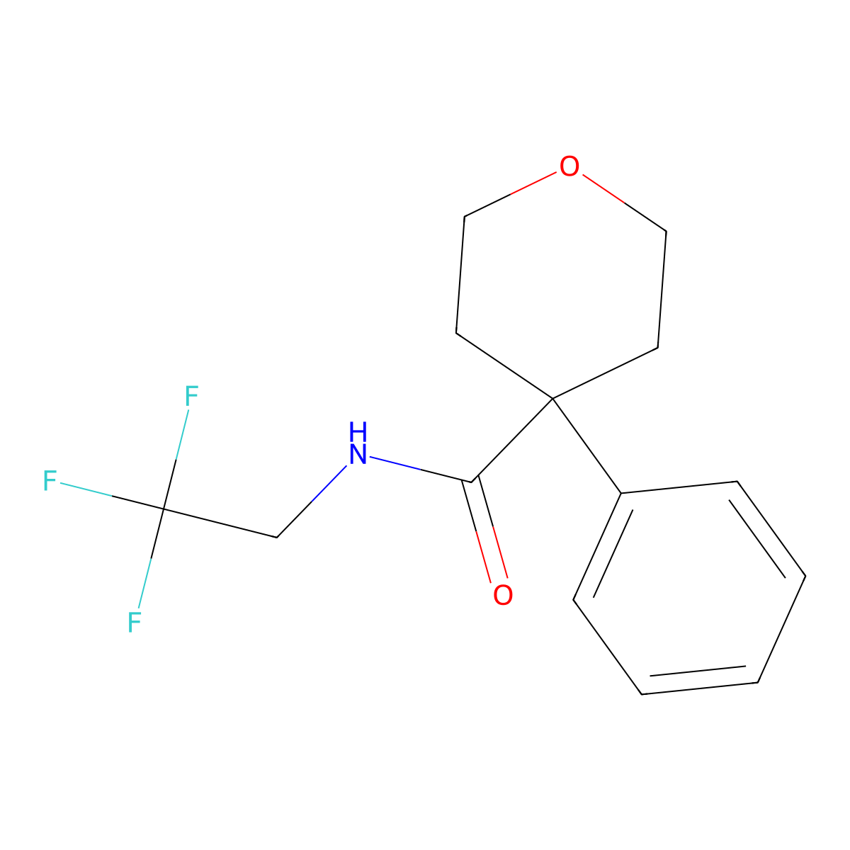 4-phenyl-N-(2,2,2-trifluoroethyl)tetrahydro-2H-pyran-4-carboxamide molecular structure, CAS 1203270-57-8