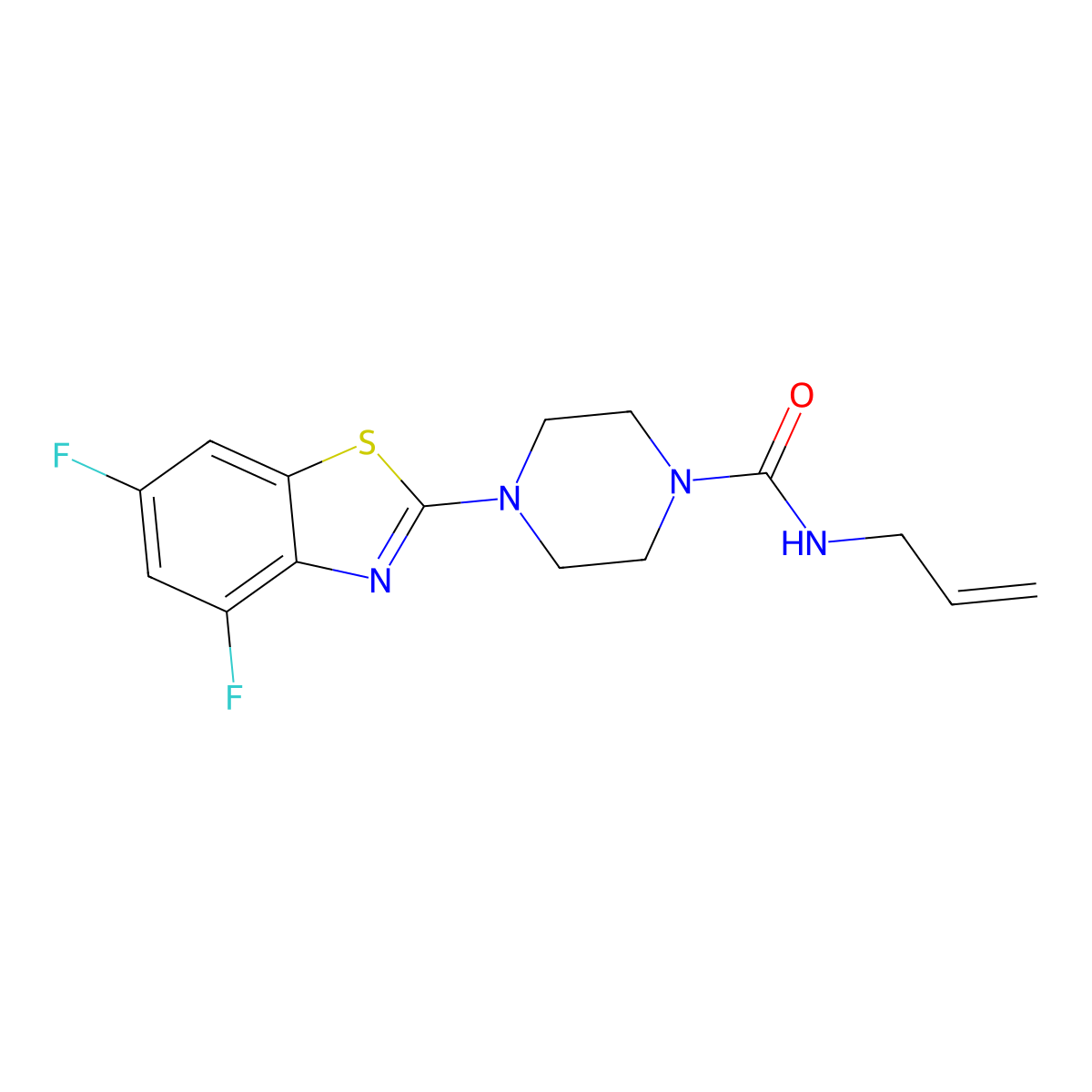 N-allyl-4-(4,6-difluorobenzo[d]thiazol-2-yl)piperazine-1-carboxamide molecular structure, CAS 1203270-88-5