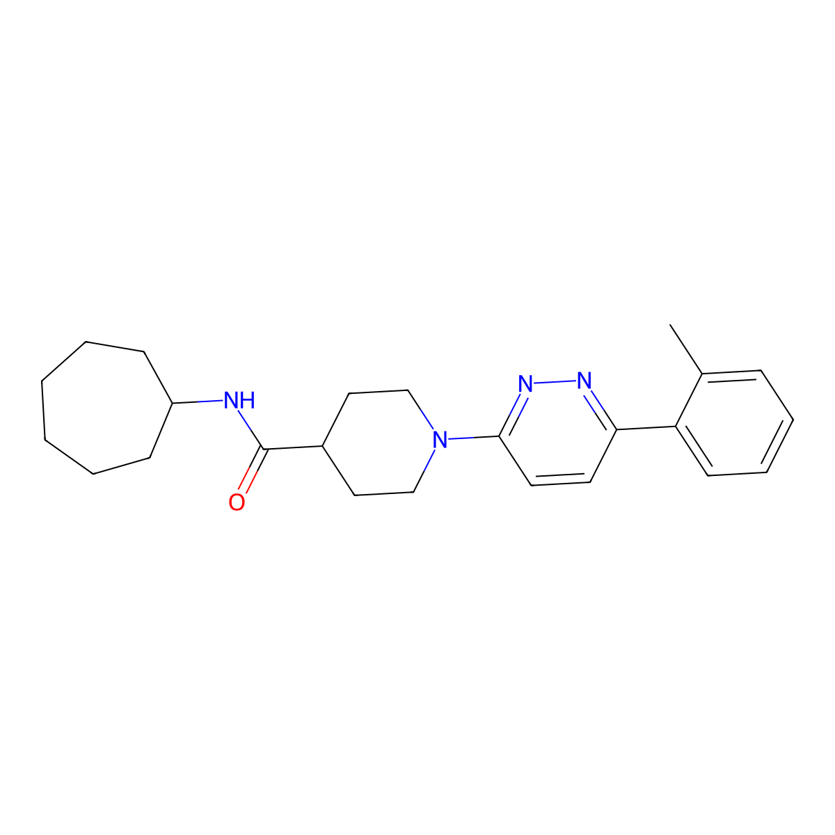 N-cycloheptyl-1-(6-(o-tolyl)pyridazin-3-yl)piperidine-4-carboxamide molecular structure, CAS 1203271-70-8