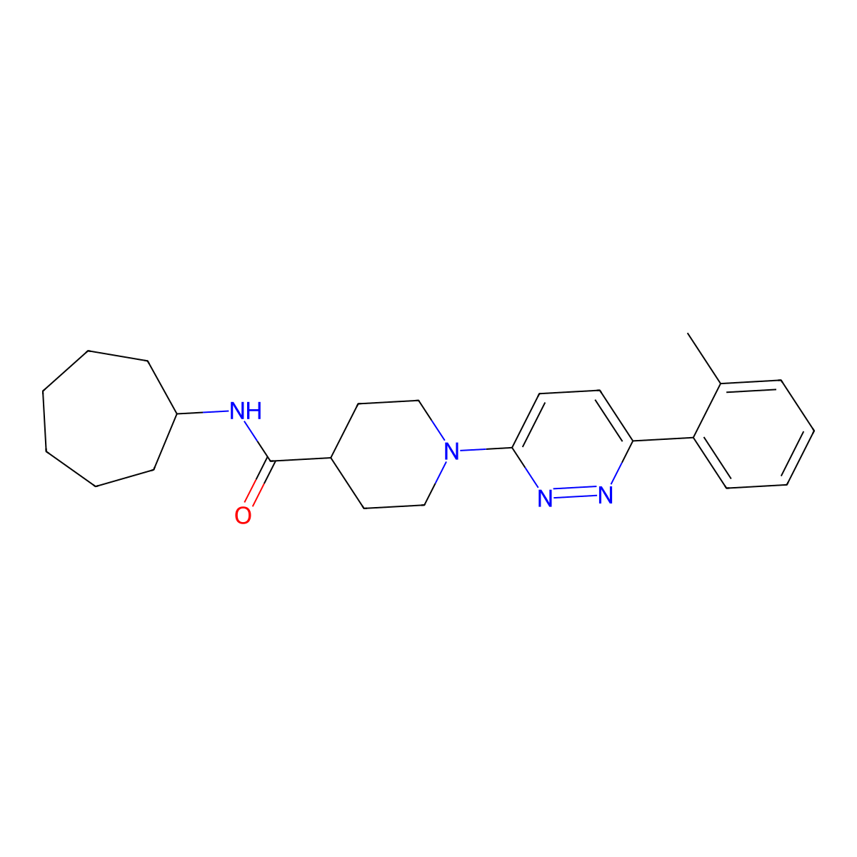 N-cycloheptyl-1-(6-(o-tolyl)pyridazin-3-yl)piperidine-4-carboxamide molecular structure, CAS 1203271-70-8
