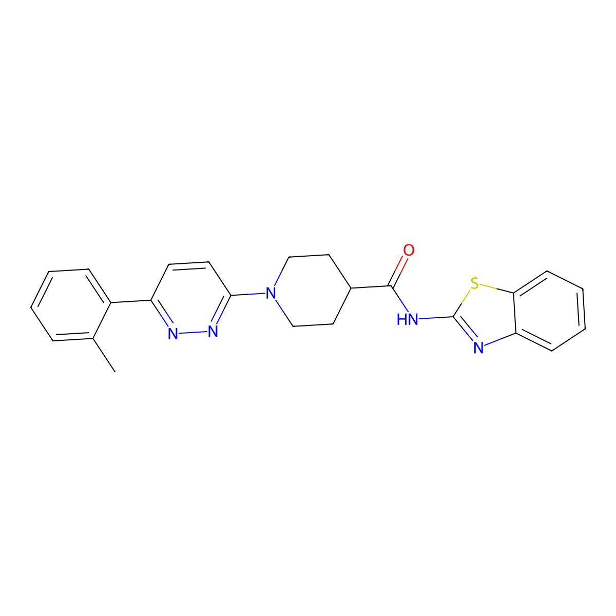 N-(benzo[d]thiazol-2-yl)-1-(6-(o-tolyl)pyridazin-3-yl)piperidine-4-carboxamide molecular structure, CAS 1203271-72-0
