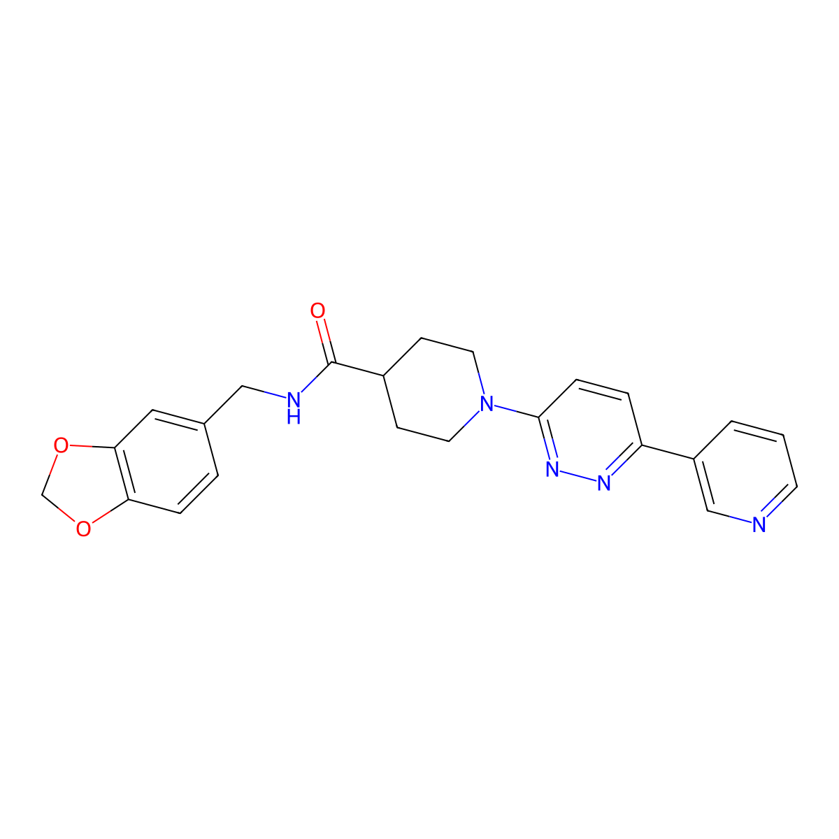 N-(benzo[d][1,3]dioxol-5-ylmethyl)-1-(6-(pyridin-3-yl)pyridazin-3-yl)piperidine-4-carboxamide molecular structure, CAS 1203272-17-6
