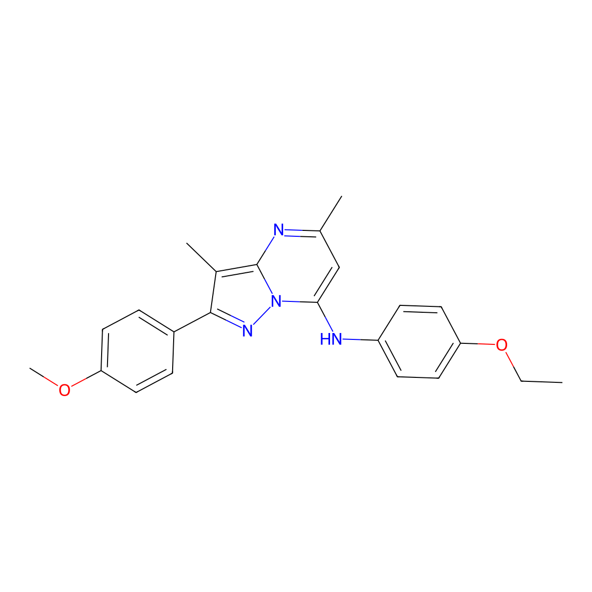 N-(4-ethoxyphenyl)-2-(4-methoxyphenyl)-3,5-dimethylpyrazolo[1,5-a]pyrimidin-7-amine molecular structure, CAS 1203272-43-8