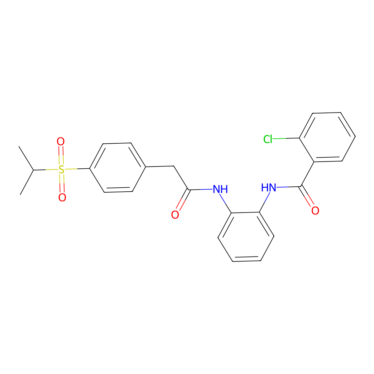 2-chloro-N-(2-(2-(4-(isopropylsulfonyl)phenyl)acetamido)phenyl)benzamide molecular structure, CAS 1203274-24-1