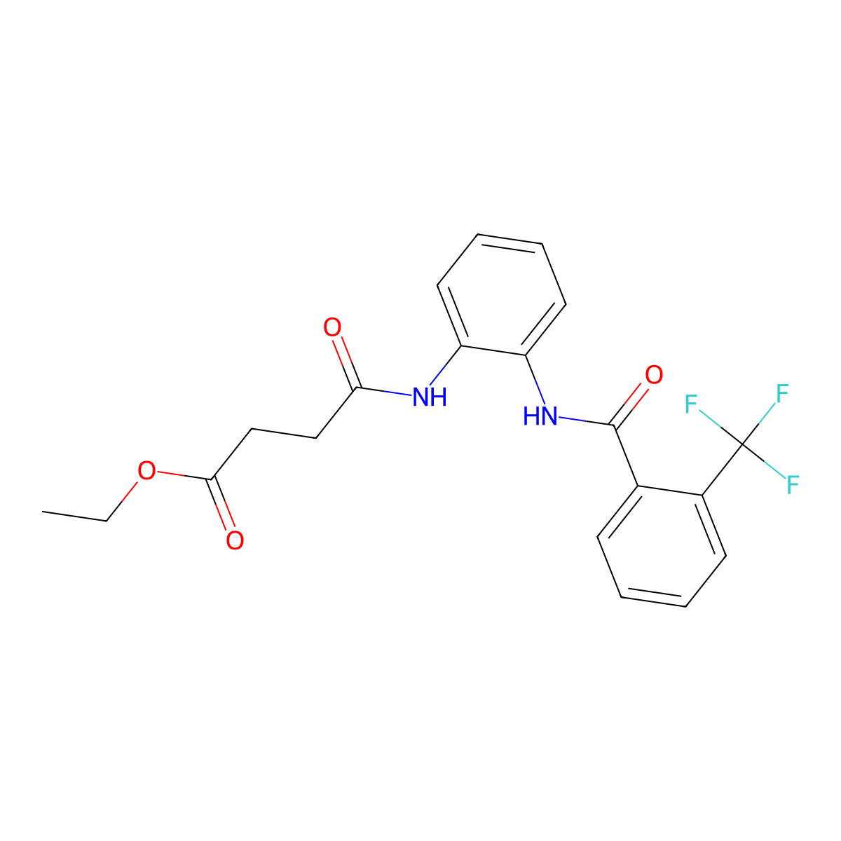 Ethyl 4-oxo-4-((2-(2-(trifluoromethyl)benzamido)phenyl)amino)butanoate molecular structure, CAS 1203274-34-3