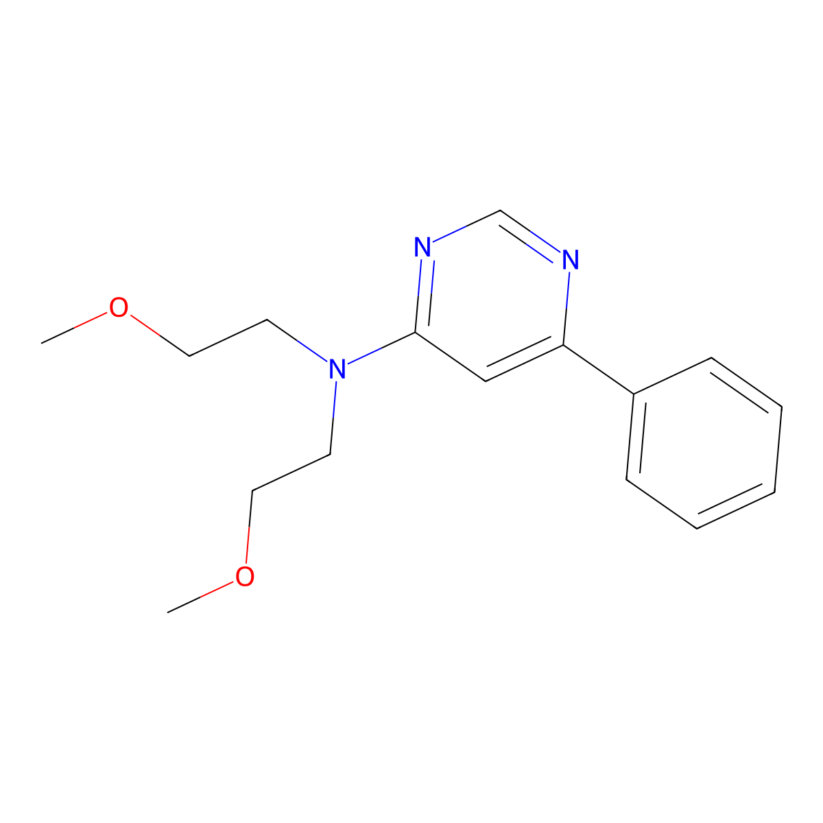 N,N-bis(2-methoxyethyl)-6-phenylpyrimidin-4-amine molecular structure, CAS 1203274-94-5