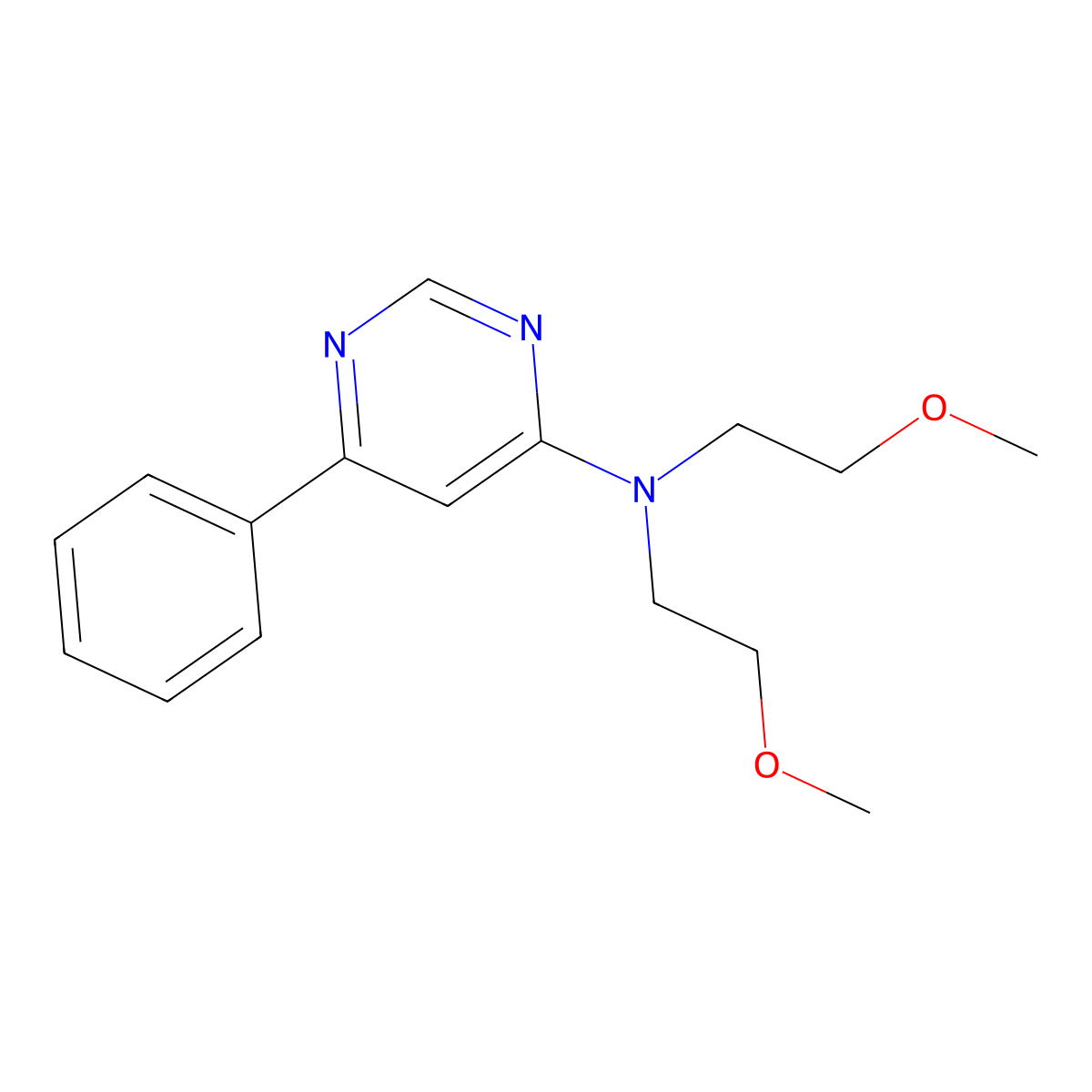 N,N-bis(2-methoxyethyl)-6-phenylpyrimidin-4-amine molecular structure, CAS 1203274-94-5