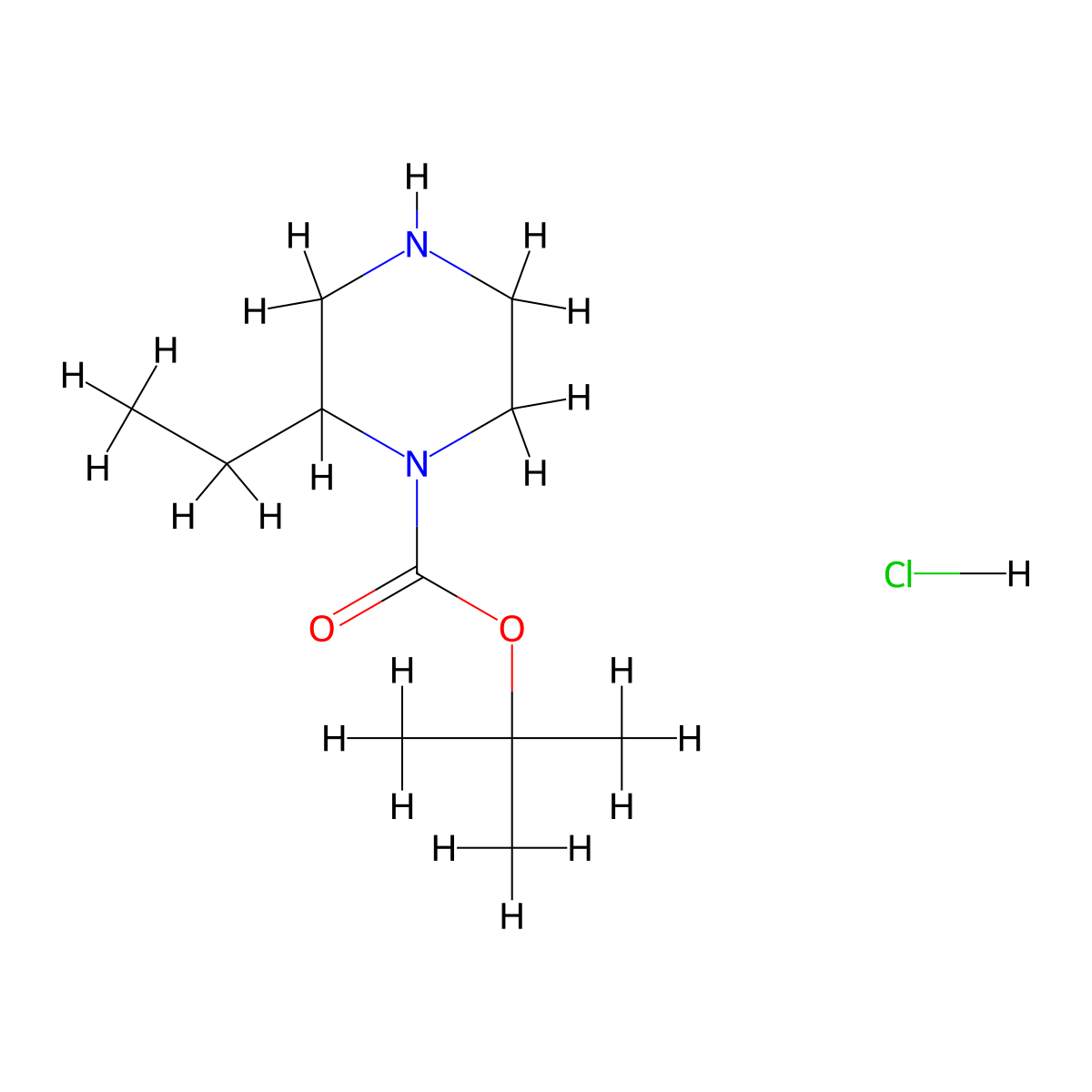 tert-Butyl 2-ethylpiperazine-1-carboxylate hydrochloride molecular structure, CAS 1203274-95-6
