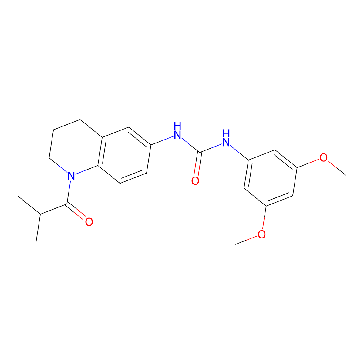1-(3,5-Dimethoxyphenyl)-3-(1-isobutyryl-1,2,3,4-tetrahydroquinolin-6-yl)urea molecular structure, CAS 1203275-49-3