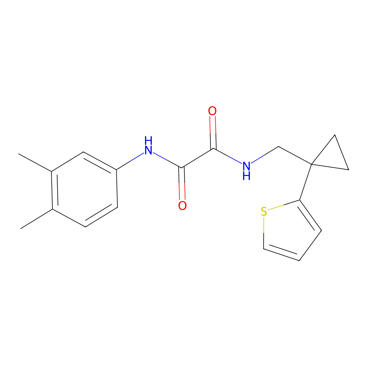 N1-(3,4-dimethylphenyl)-N2-((1-(thiophen-2-yl)cyclopropyl)methyl)oxalamide molecular structure, CAS 1203275-95-9