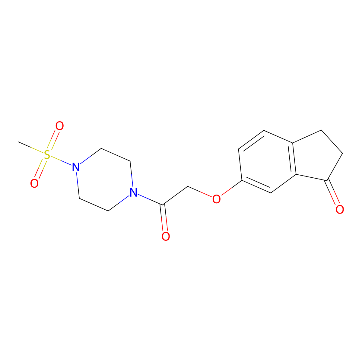 6-(2-(4-(methylsulfonyl)piperazin-1-yl)-2-oxoethoxy)-2,3-dihydro-1H-inden-1-one molecular structure, CAS 1203276-94-1