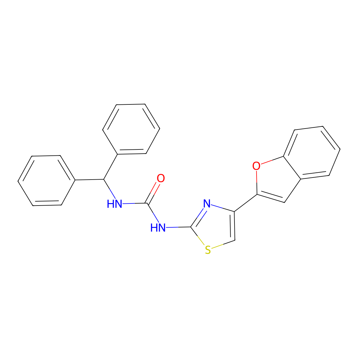 1-Benzhydryl-3-(4-(benzofuran-2-yl)thiazol-2-yl)urea molecular structure, CAS 1203277-05-7