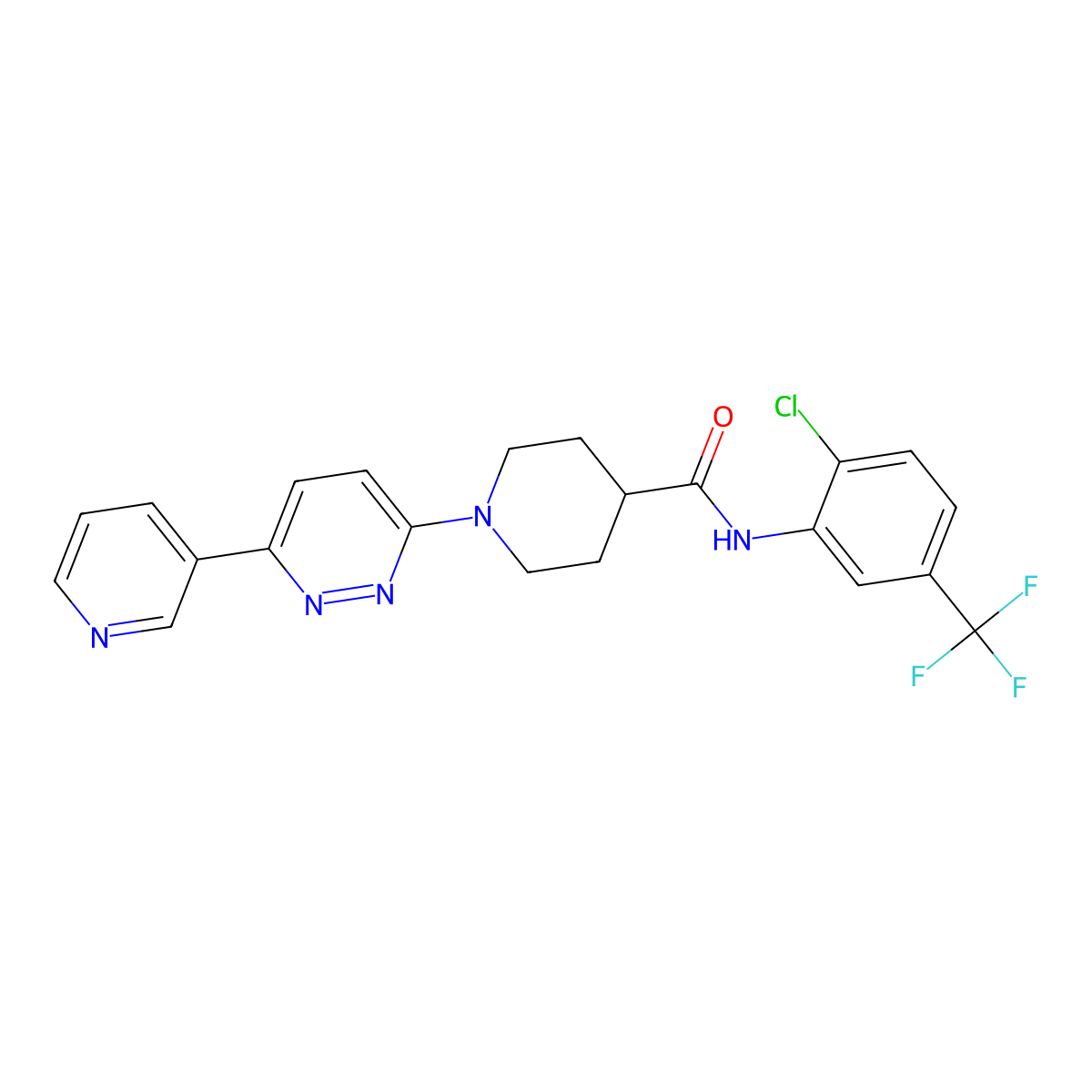 N-(2-chloro-5-(trifluoromethyl)phenyl)-1-(6-(pyridin-3-yl)pyridazin-3-yl)piperidine-4-carboxamide molecular structure, CAS 1203277-18-2