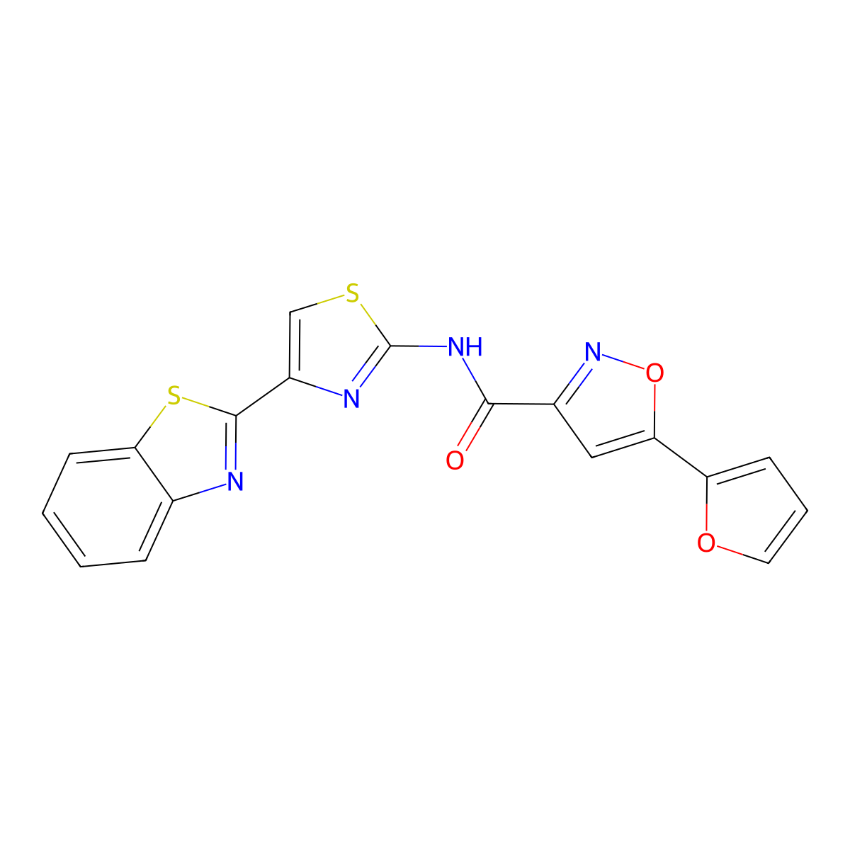 N-(4-(benzo[d]thiazol-2-yl)thiazol-2-yl)-5-(furan-2-yl)isoxazole-3-carboxamide molecular structure, CAS 1203277-47-7