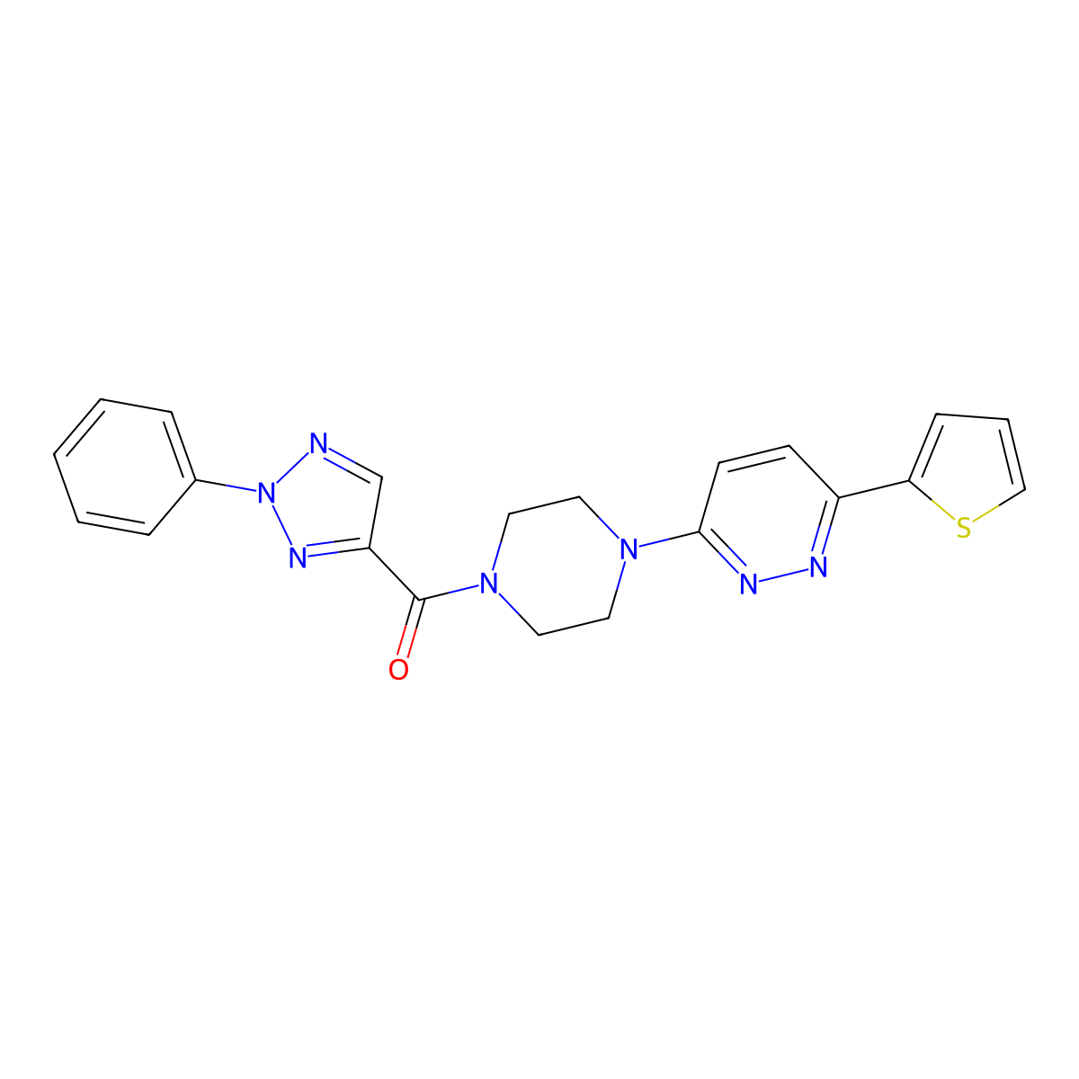 (2-phenyl-2H-1,2,3-triazol-4-yl)(4-(6-(thiophen-2-yl)pyridazin-3-yl)piperazin-1-yl)methanone molecular structure, CAS 1203278-49-2