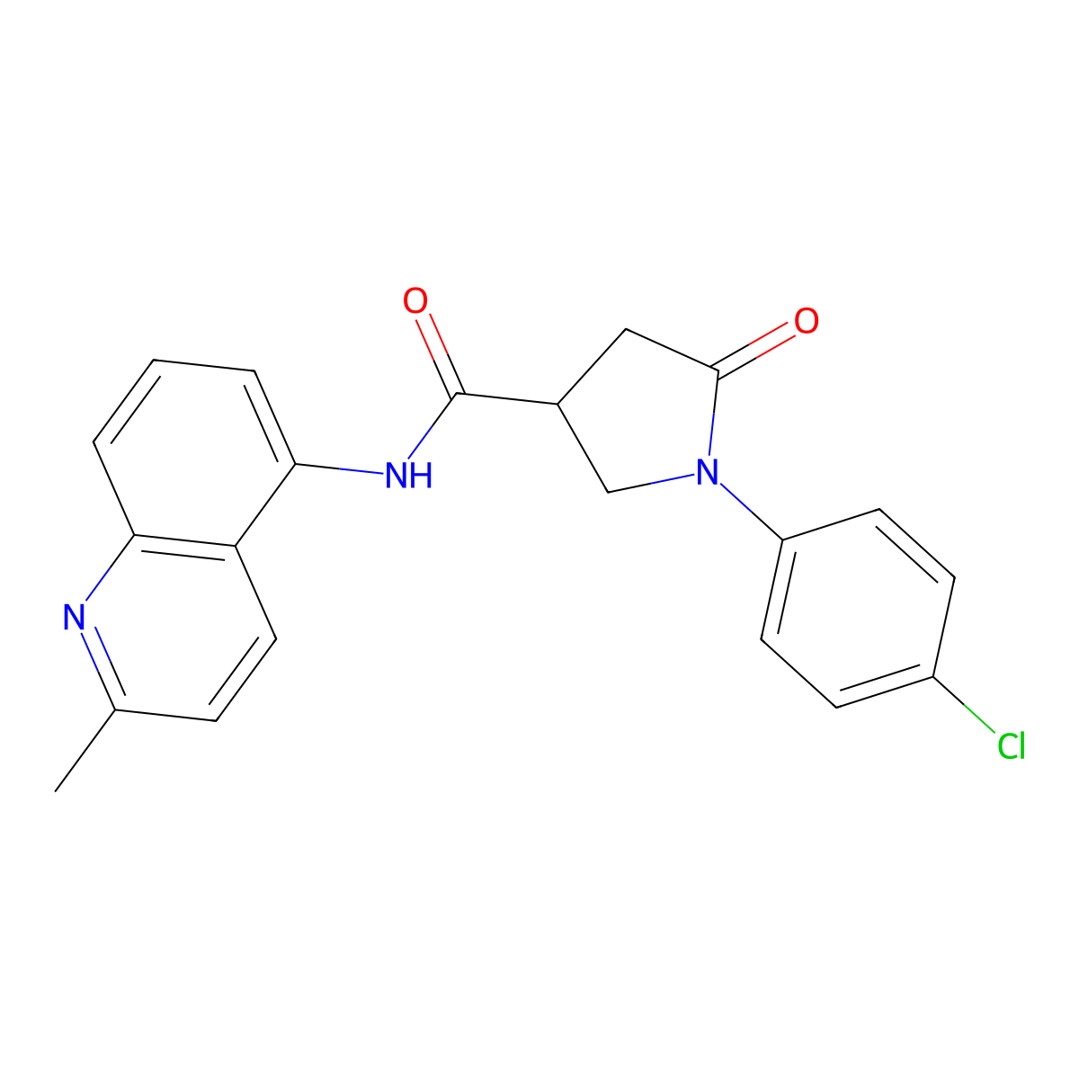 1-(4-chlorophenyl)-N-(2-methylquinolin-5-yl)-5-oxopyrrolidine-3-carboxamide molecular structure, CAS 1203278-88-9