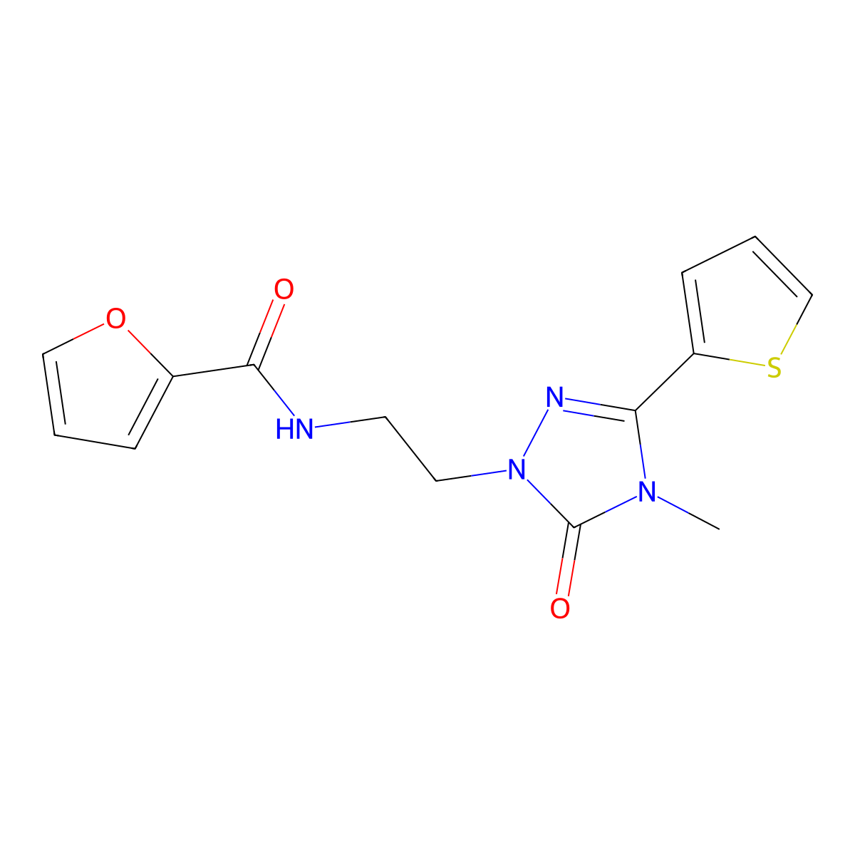 N-{2-[4-methyl-5-oxo-3-(thiophen-2-yl)-4,5-dihydro-1H-1,2,4-triazol-1-yl]ethyl}furan-2-carboxamide molecular structure, CAS 1203278-96-9