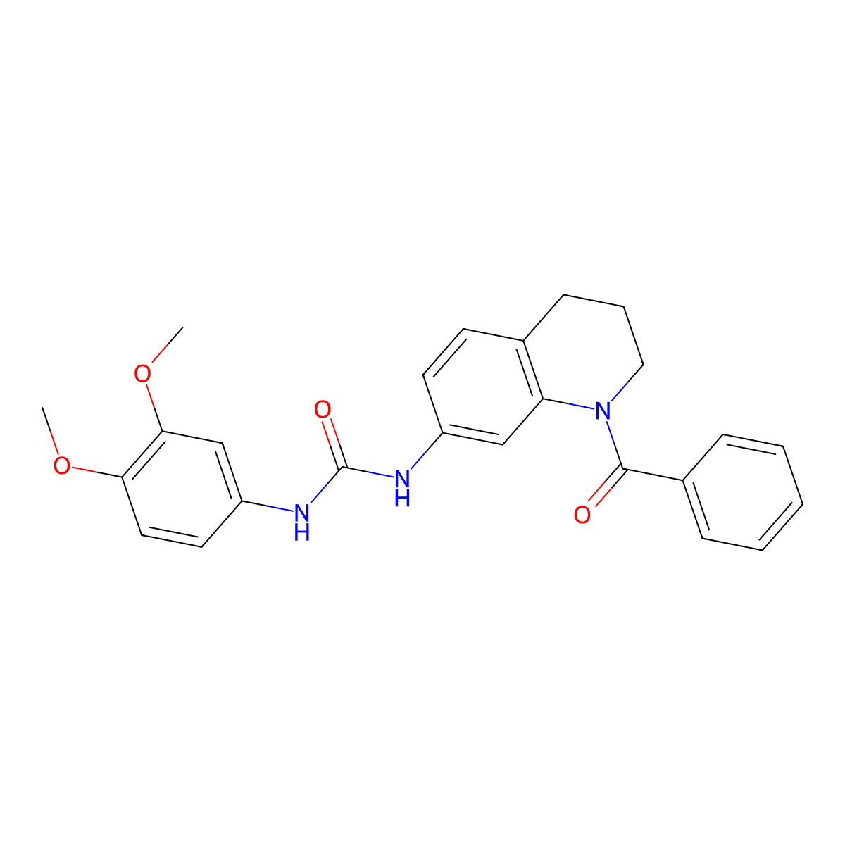 1-(1-Benzoyl-1,2,3,4-tetrahydroquinolin-7-yl)-3-(3,4-dimethoxyphenyl)urea molecular structure, CAS 1203279-51-9