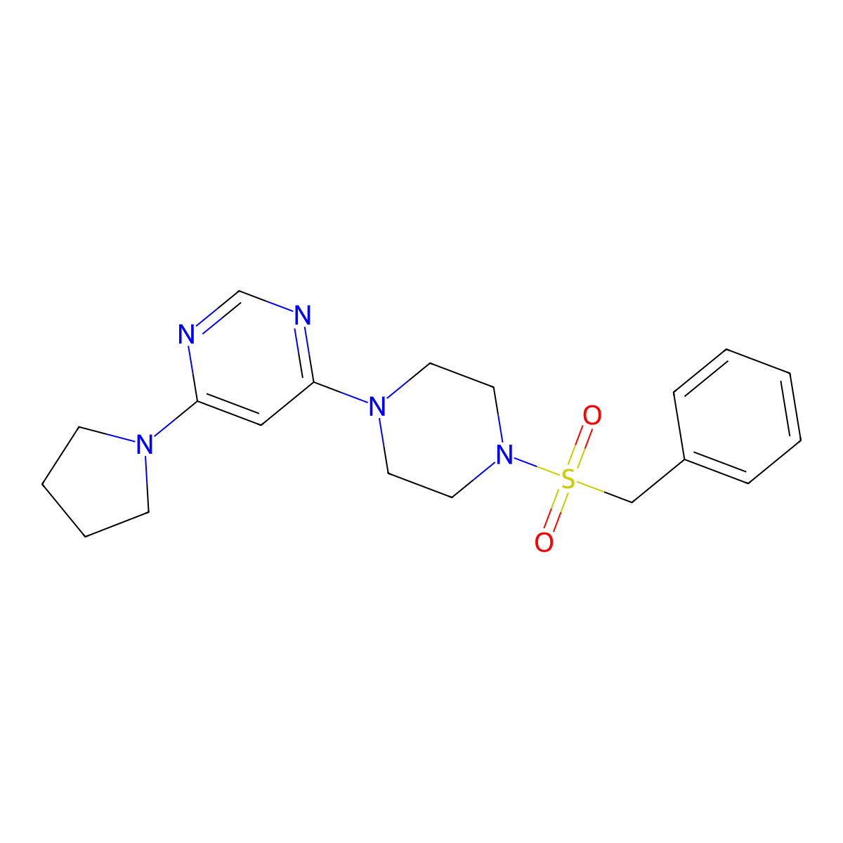 4-(4-(Benzylsulfonyl)piperazin-1-yl)-6-(pyrrolidin-1-yl)pyrimidine molecular structure, CAS 1203279-61-1