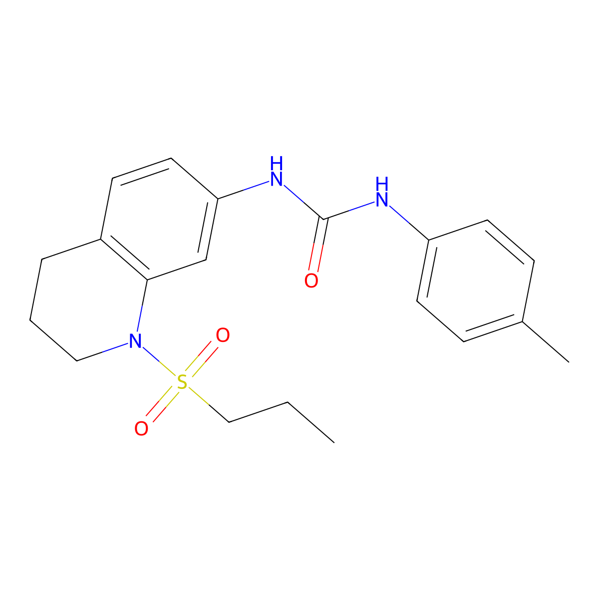 1-(1-(Propylsulfonyl)-1,2,3,4-tetrahydroquinolin-7-yl)-3-(p-tolyl)urea molecular structure, CAS 1203279-76-8