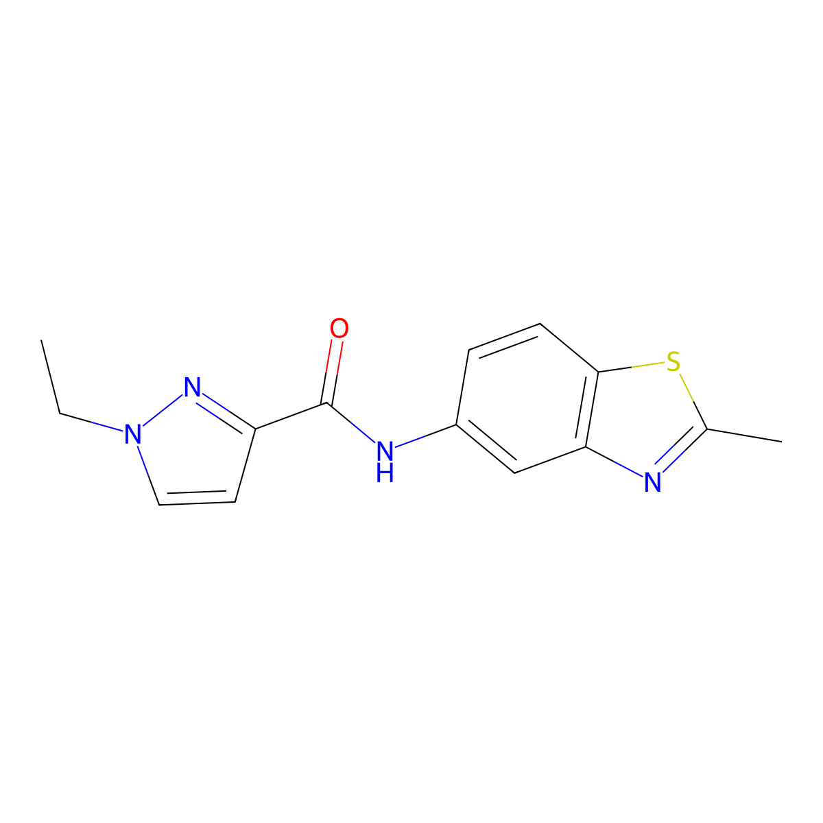 1-ethyl-N-(2-methylbenzo[d]thiazol-5-yl)-1H-pyrazole-3-carboxamide molecular structure, CAS 1203281-02-0
