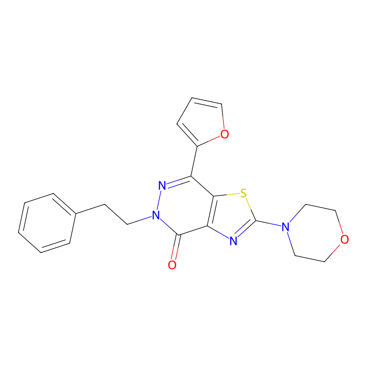 7-(furan-2-yl)-2-morpholino-5-phenethylthiazolo[4,5-d]pyridazin-4(5H)-one molecular structure, CAS 1203281-28-0