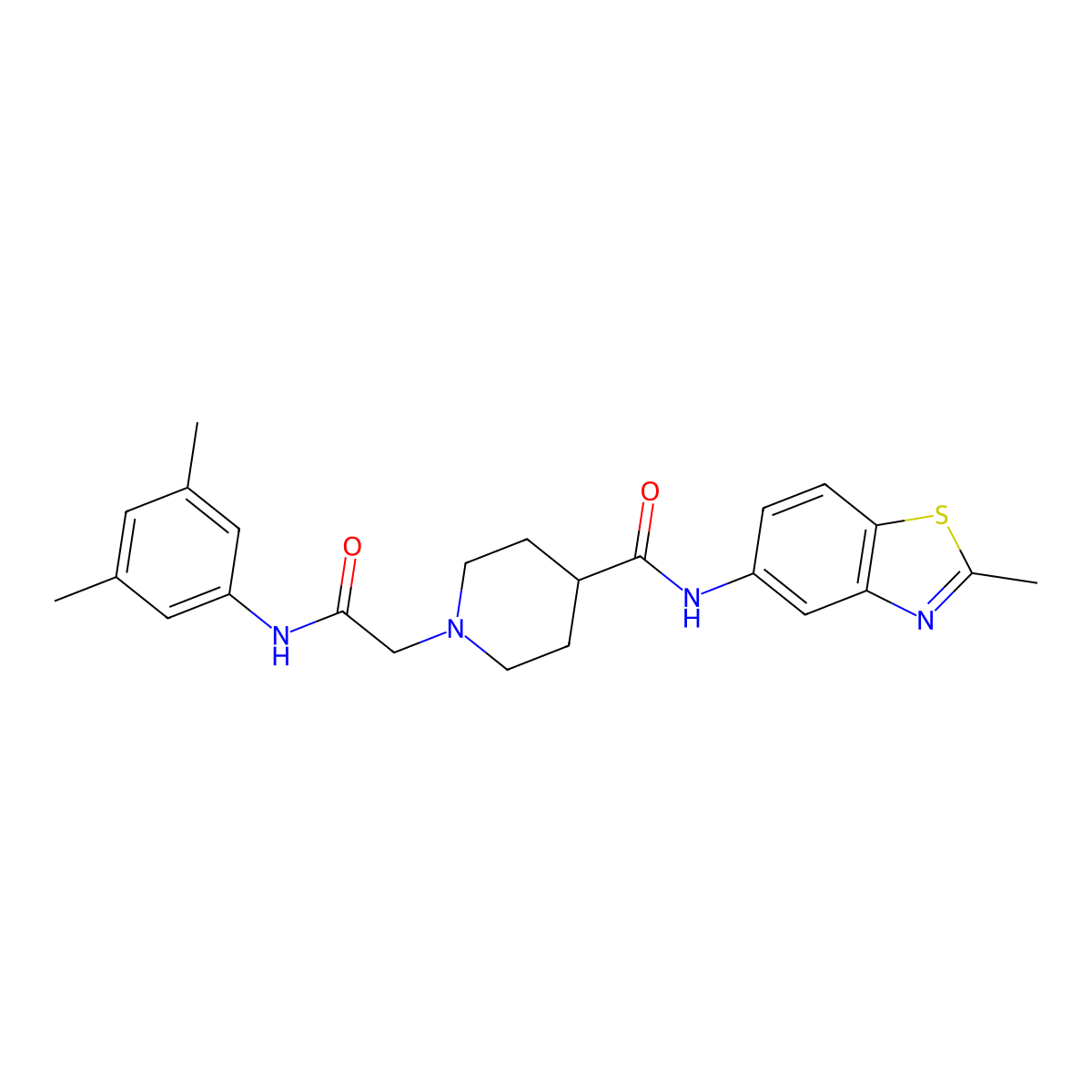 1-(2-((3,5-dimethylphenyl)amino)-2-oxoethyl)-N-(2-methylbenzo[d]thiazol-5-yl)piperidine-4-carboxamide molecular structure, CAS 1203281-38-2