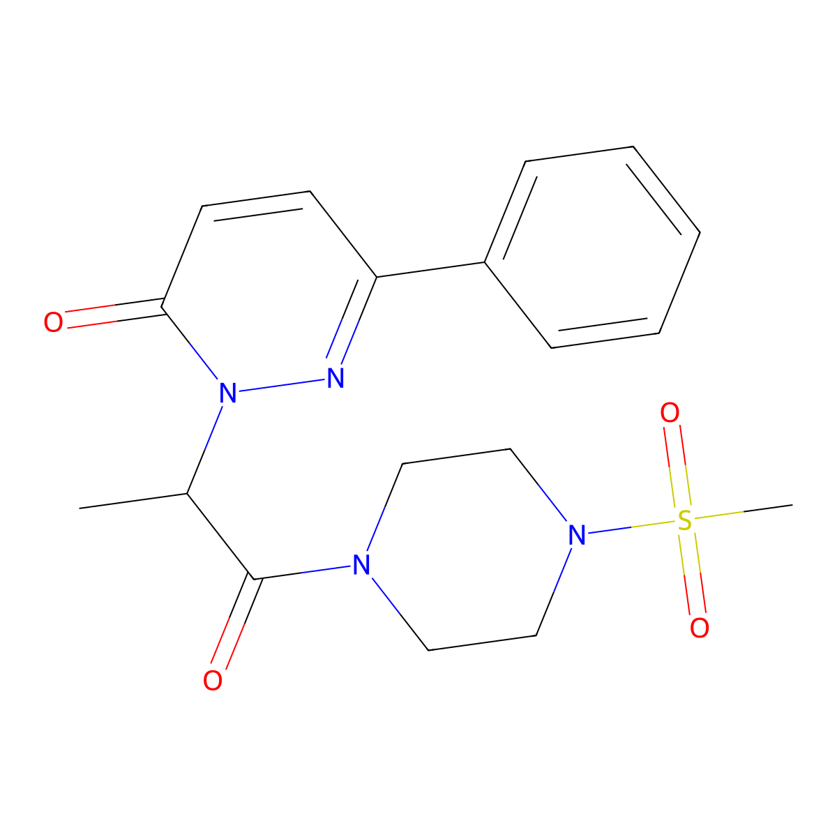 2-(1-(4-(methylsulfonyl)piperazin-1-yl)-1-oxopropan-2-yl)-6-phenylpyridazin-3(2H)-one molecular structure, CAS 1203281-54-2
