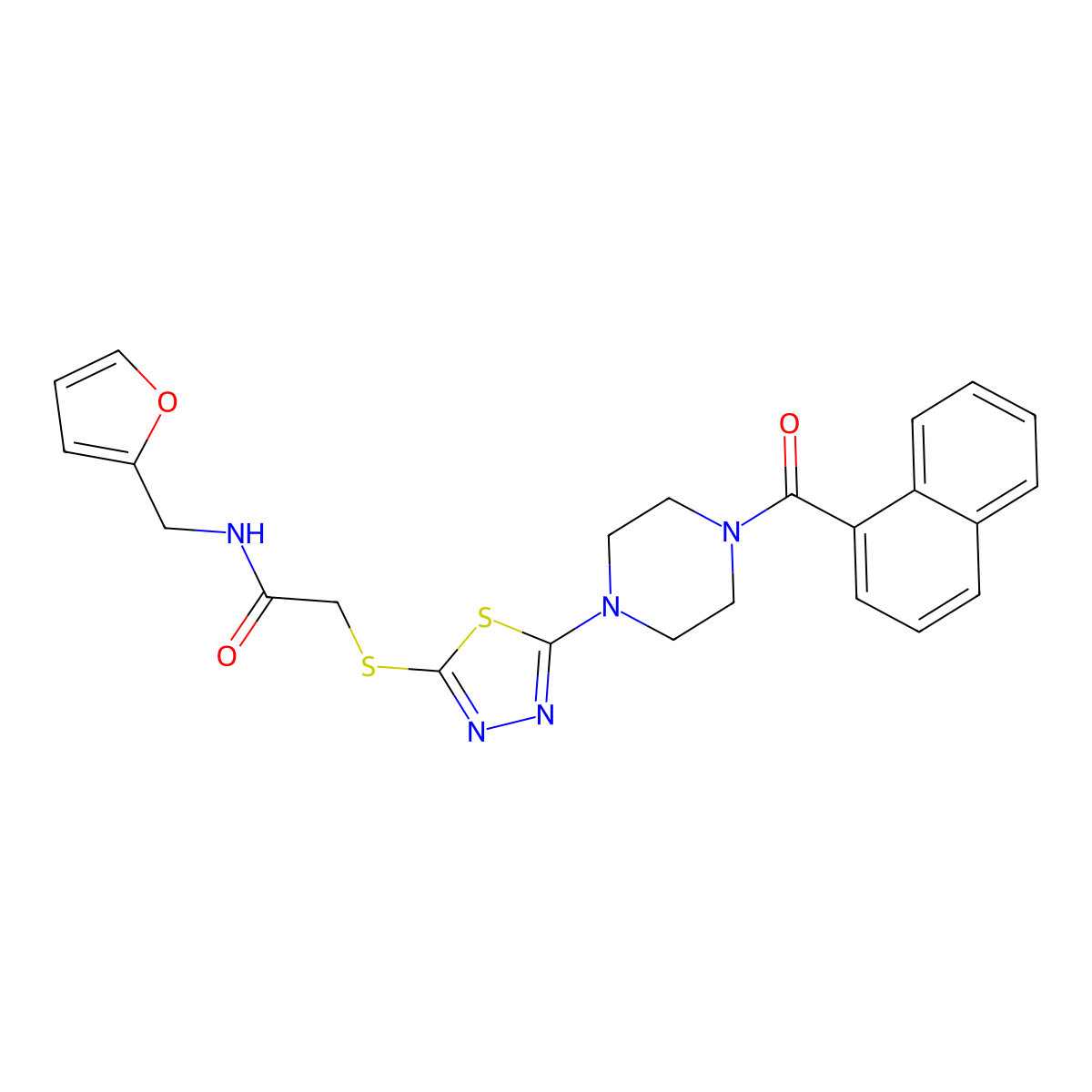 2-((5-(4-(1-naphthoyl)piperazin-1-yl)-1,3,4-thiadiazol-2-yl)thio)-N-(furan-2-ylmethyl)acetamide molecular structure, CAS 1203281-97-3