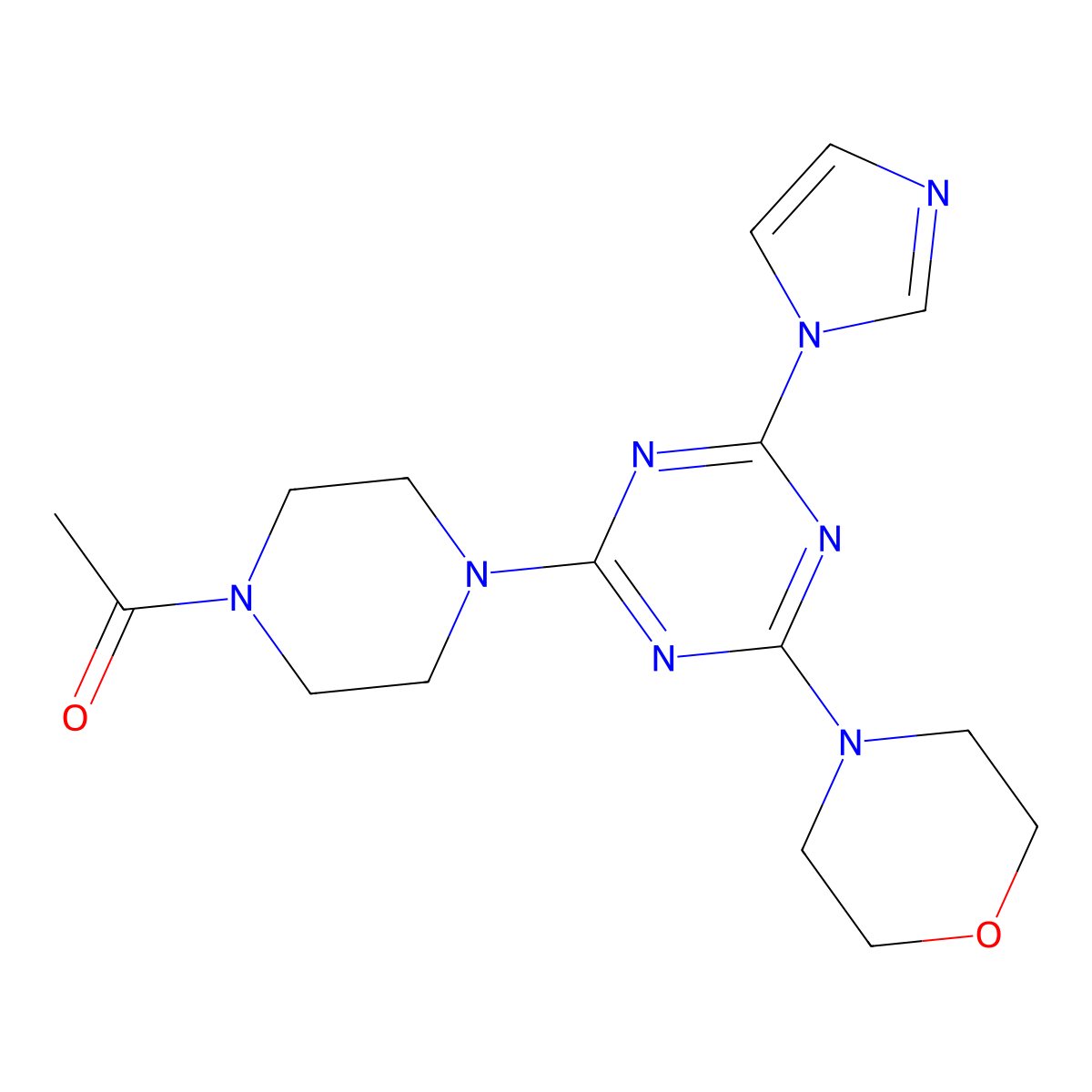 1-(4-(4-(1H-imidazol-1-yl)-6-morpholino-1,3,5-triazin-2-yl)piperazin-1-yl)ethanone molecular structure, CAS 1203283-64-0