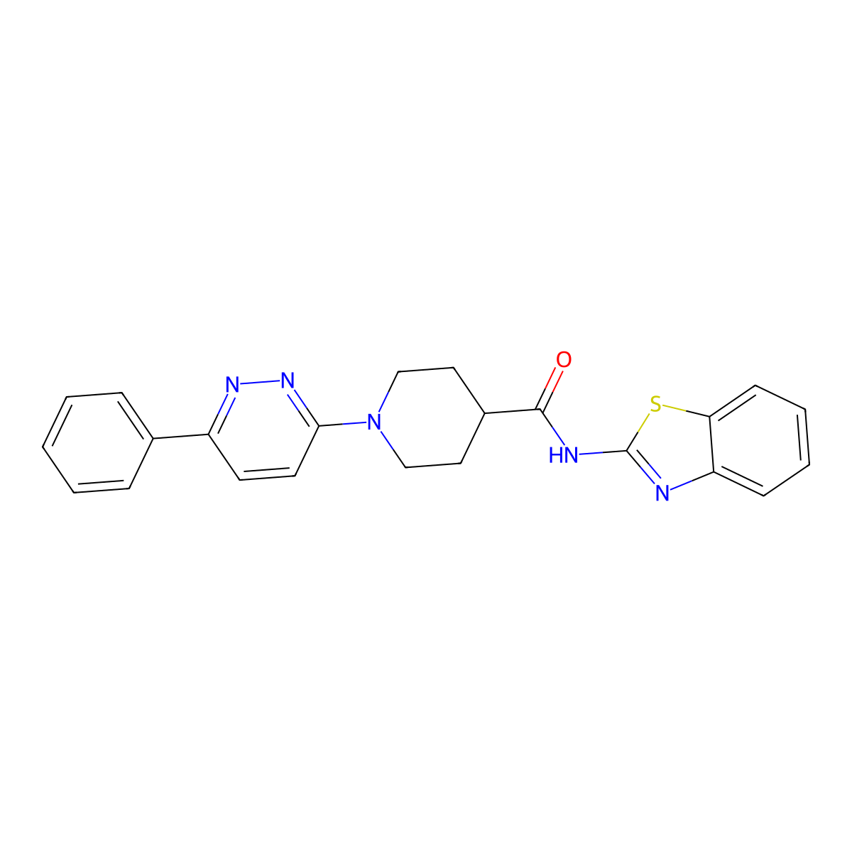 N-(benzo[d]thiazol-2-yl)-1-(6-phenylpyridazin-3-yl)piperidine-4-carboxamide molecular structure, CAS 1203284-68-7