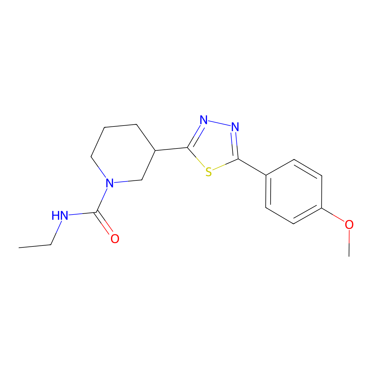 N-ethyl-3-[5-(4-methoxyphenyl)-1,3,4-thiadiazol-2-yl]piperidine-1-carboxamide molecular structure, CAS 1203286-22-9