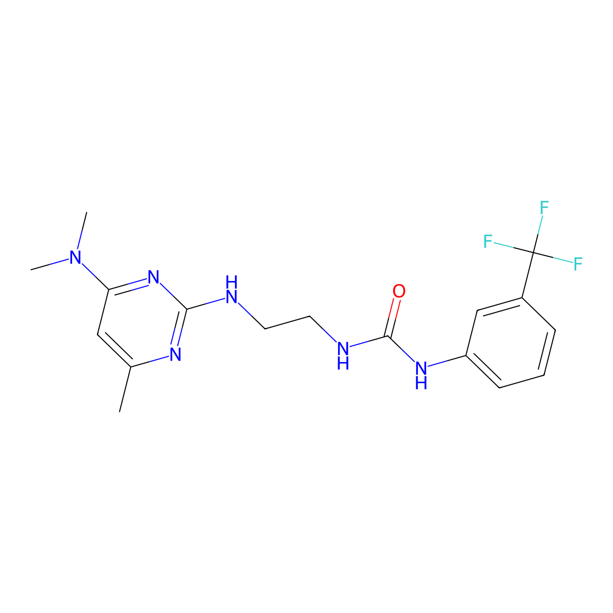 1-(2-((4-(Dimethylamino)-6-methylpyrimidin-2-yl)amino)ethyl)-3-(3-(trifluoromethyl)phenyl)urea molecular structure, CAS 1203286-25-2