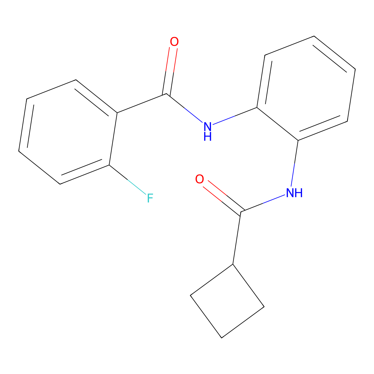 N-(2-(cyclobutanecarboxamido)phenyl)-2-fluorobenzamide molecular structure, CAS 1203286-67-2