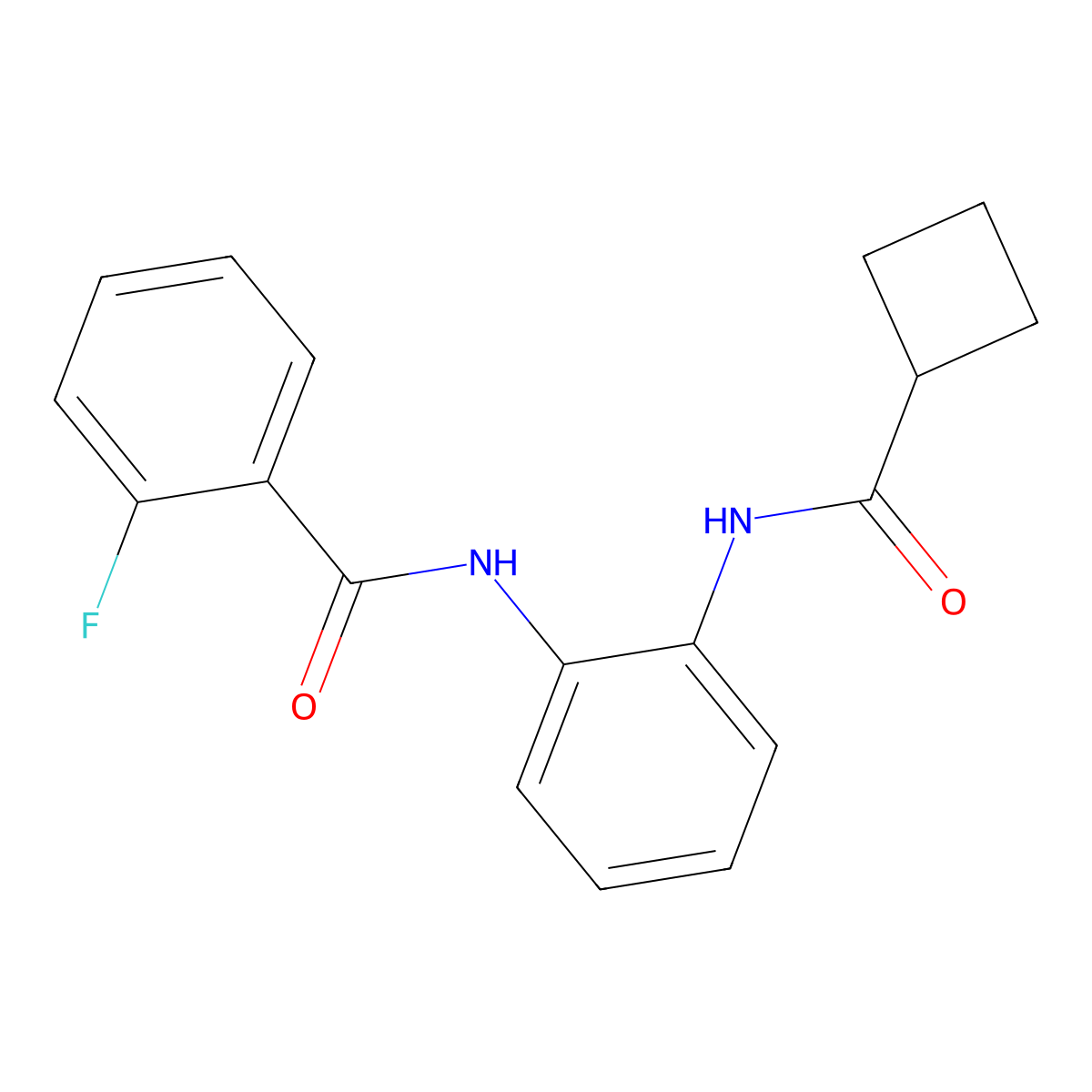 N-(2-(cyclobutanecarboxamido)phenyl)-2-fluorobenzamide molecular structure, CAS 1203286-67-2