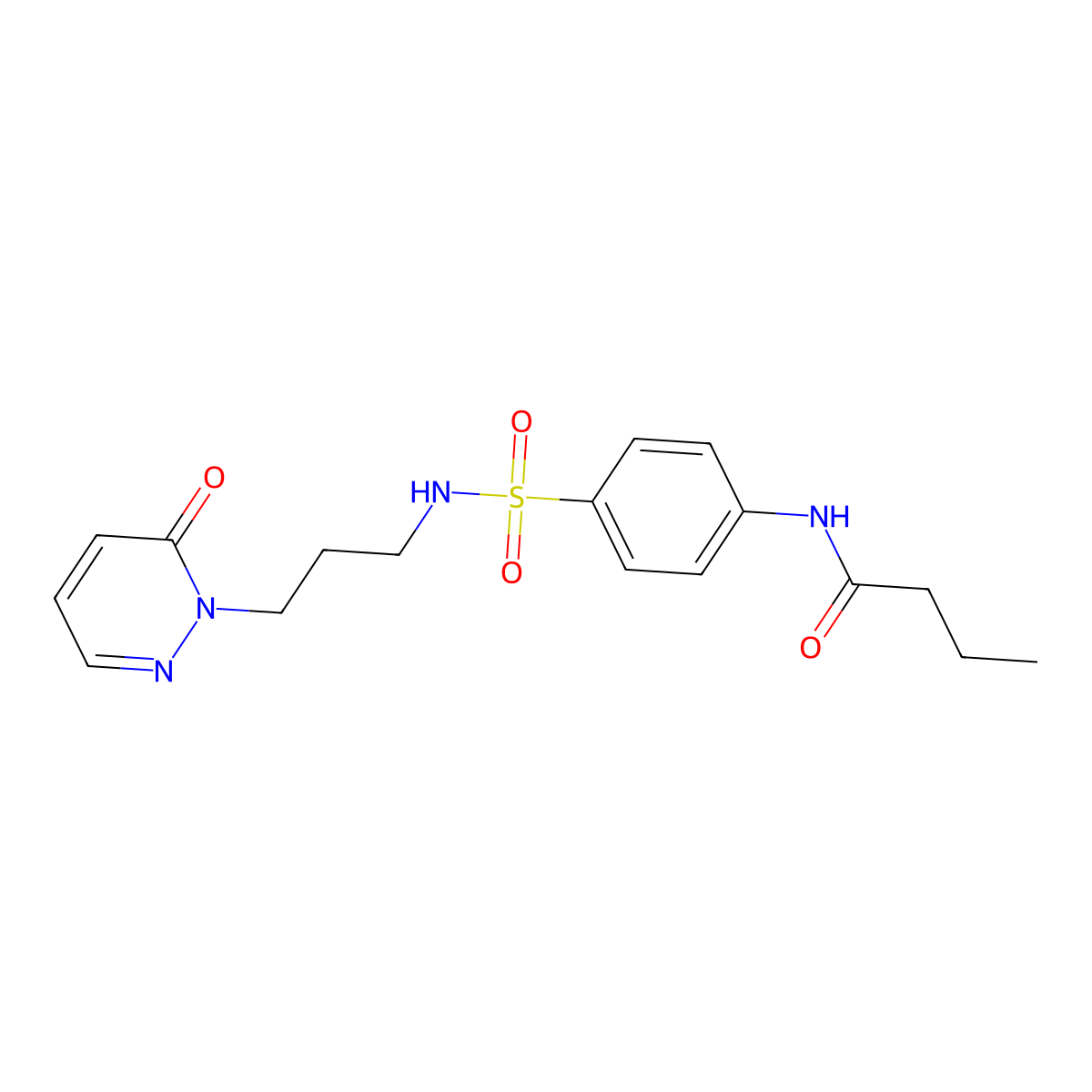 N-(4-(N-(3-(6-oxopyridazin-1(6H)-yl)propyl)sulfamoyl)phenyl)butyramide molecular structure, CAS 1203286-78-5