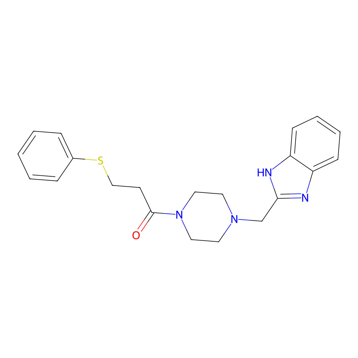 1-(4-((1H-benzo[d]imidazol-2-yl)methyl)piperazin-1-yl)-3-(phenylthio)propan-1-one molecular structure, CAS 1203287-55-1