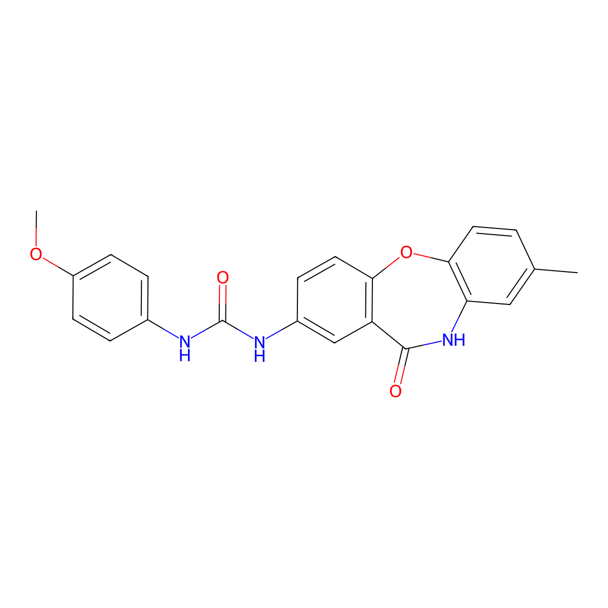 1-(4-Methoxyphenyl)-3-{6-methyl-10-oxo-2-oxa-9-azatricyclo[9.4.0.0^{3,8}]pentadeca-1(11),3(8),4,6,12,14-hexaen-13-yl}urea molecular structure, CAS 1203287-78-8