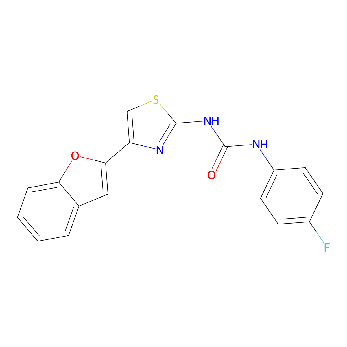1-(4-(Benzofuran-2-yl)thiazol-2-yl)-3-(4-fluorophenyl)urea molecular structure, CAS 1203288-22-5