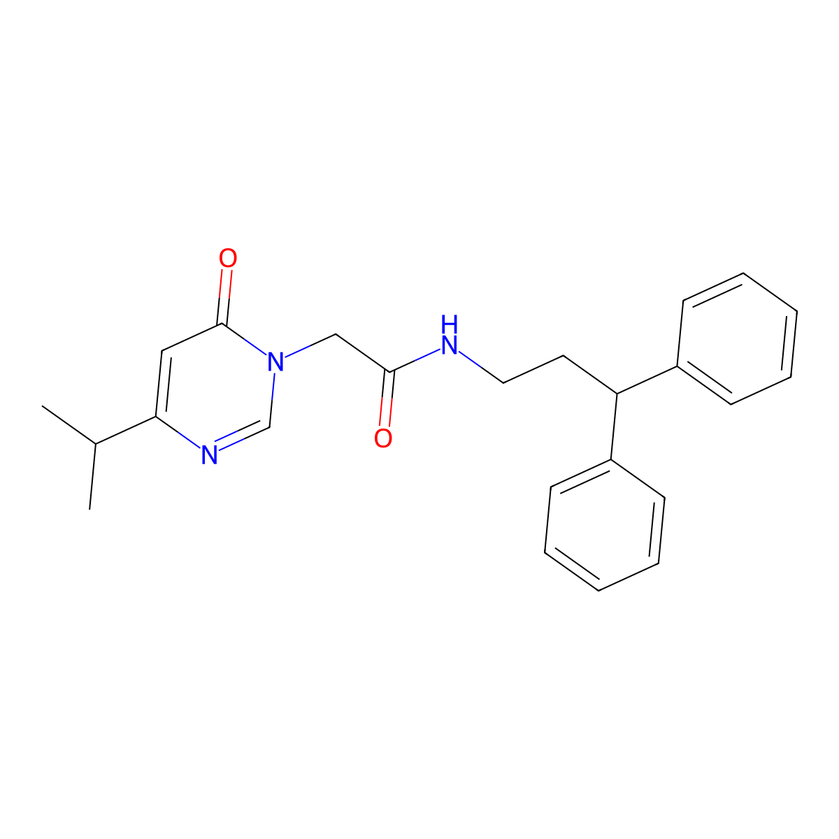 N-(3,3-diphenylpropyl)-2-[6-oxo-4-(propan-2-yl)-1,6-dihydropyrimidin-1-yl]acetamide molecular structure, CAS 1203288-45-2